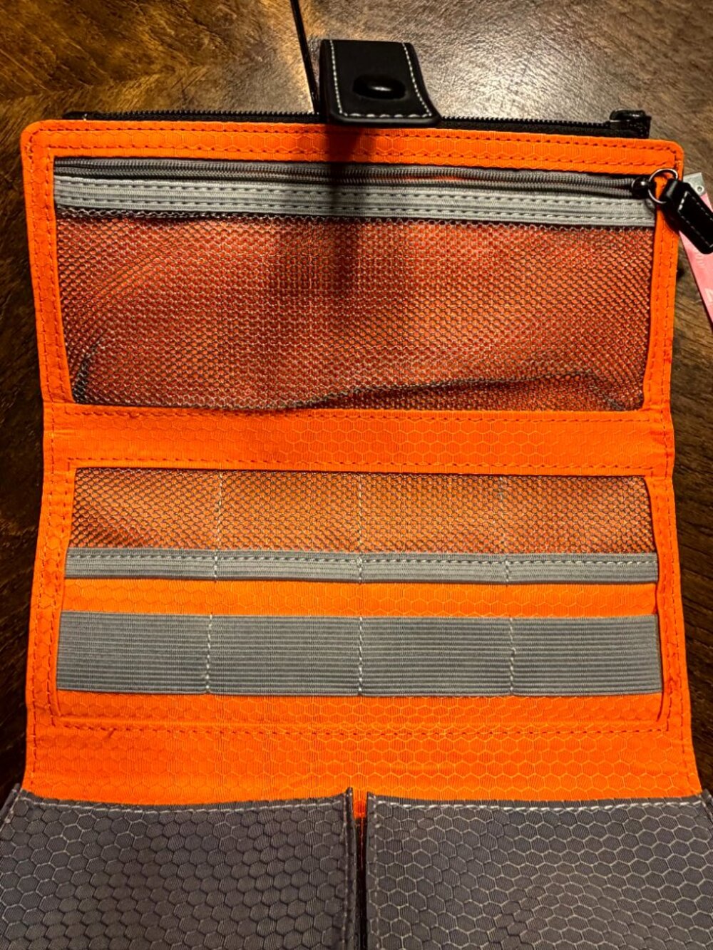 Harley Davidson Motorcycle Wallet Tri Fold Carry All Black and Orange Logo - Picture 8 of 12